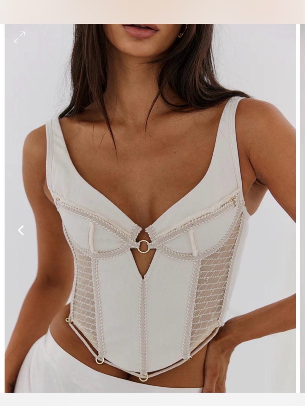 Bydee Corset NWT XL Ebony Corset Pearl Adjustable Back Cream Top Festival